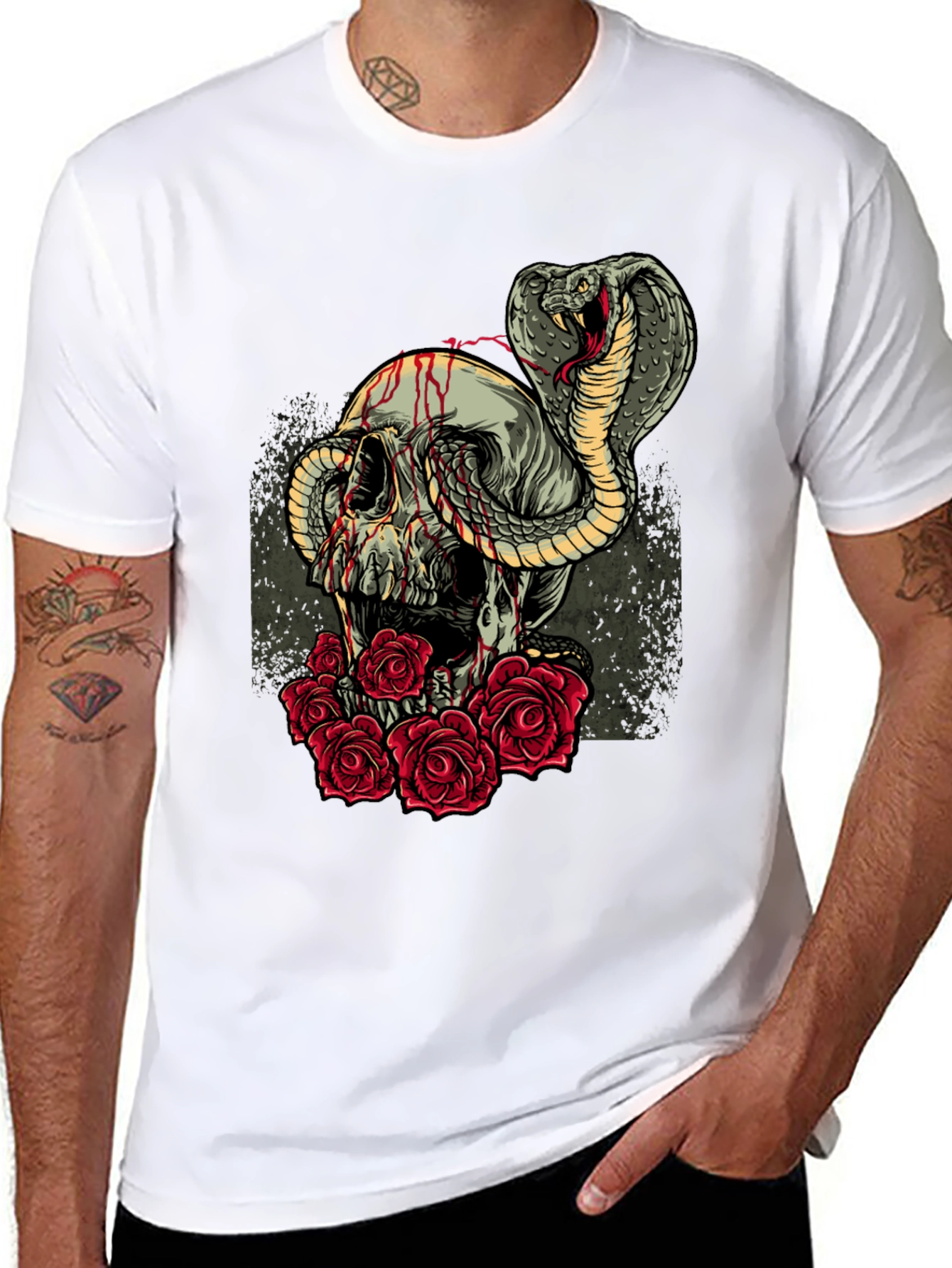 Skull & Snake Graphic Tee - Mens Black T-Shirt