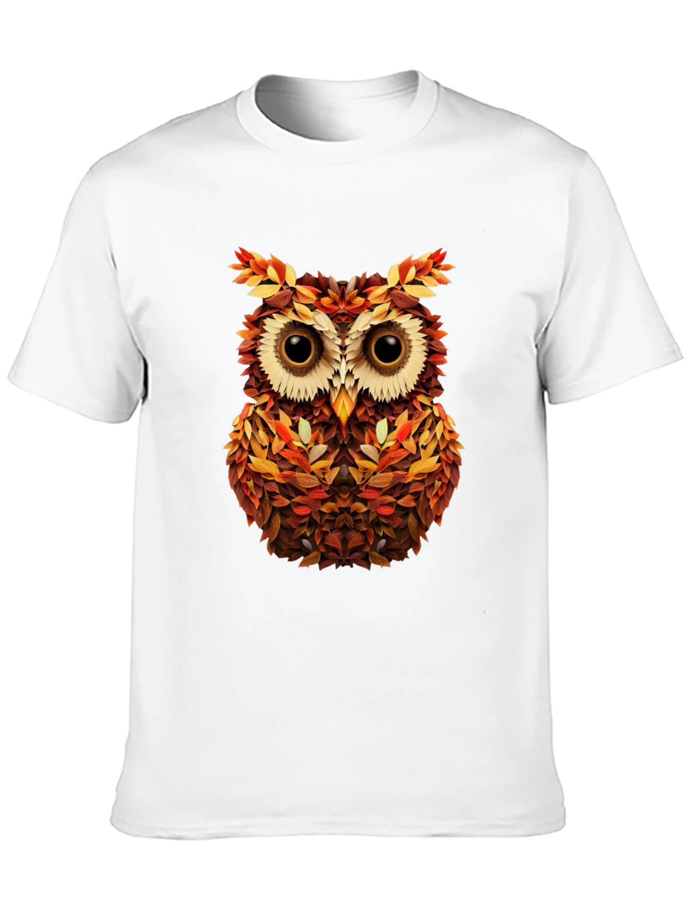 Autumn Owl Graphic Tee - Nature Inspired Black T-Shirt
