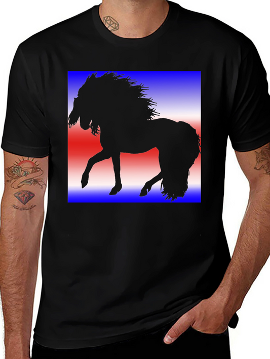 Horse Silhouette Graphic Tee - Patriotic Design
