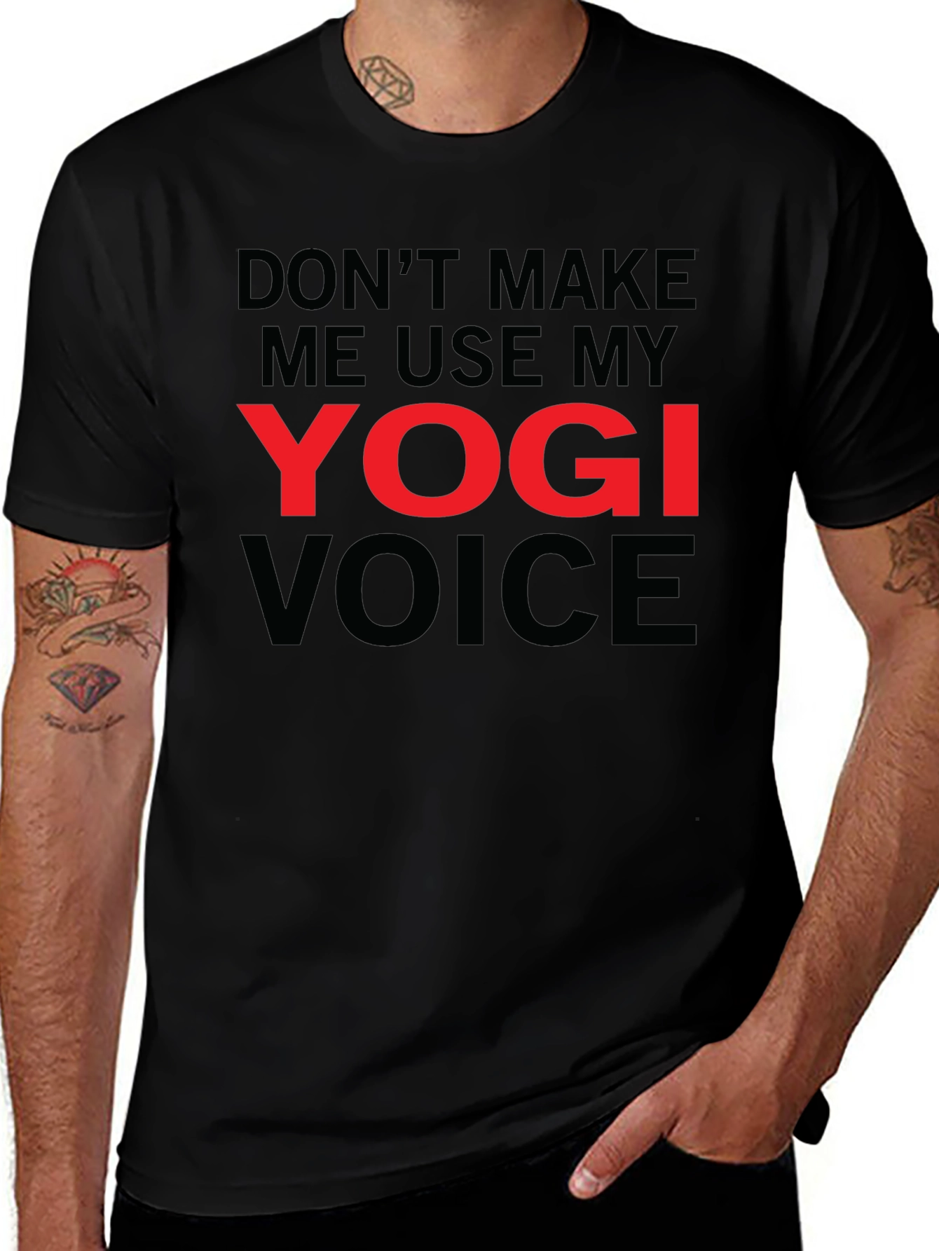 Yogi Voice Mens Black Graphic T-Shirt