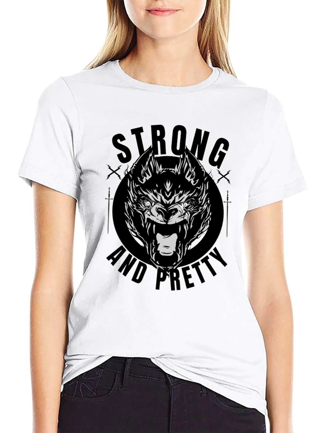 Strong and Pretty Wolf Graphic T-Shirt