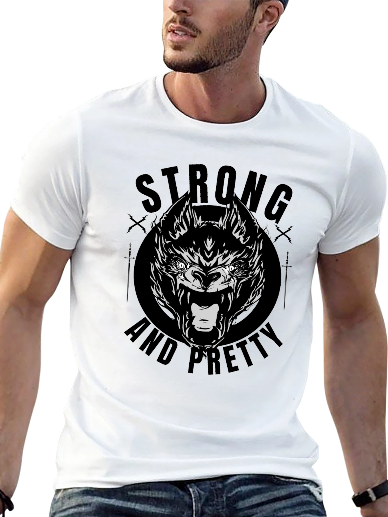 Strong and Pretty Wolf Graphic T-Shirt
