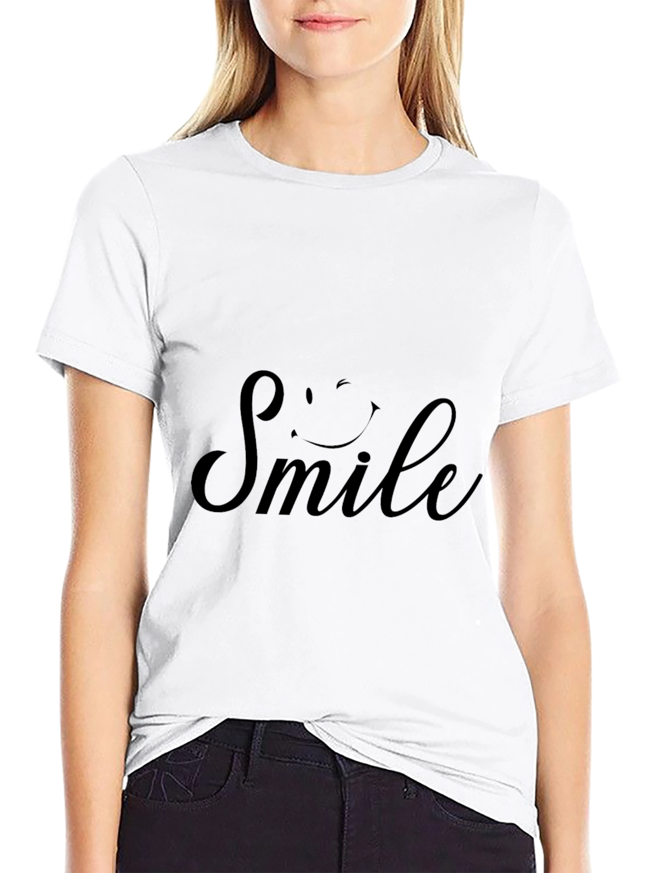 Smile Graphic Print Crew Neck T-Shirt