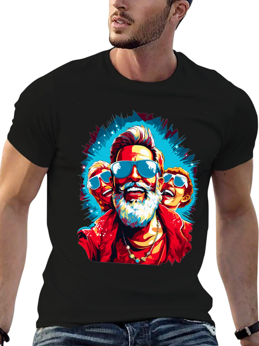 Funky Santa Graphic Tee - Cool Holiday Style