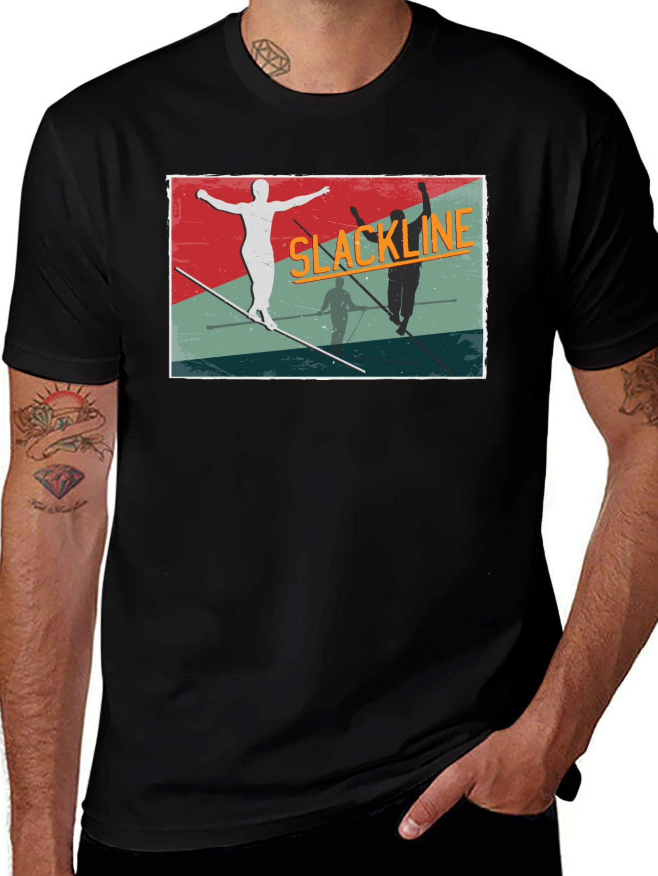 Slackline Graphic Tee - Black Cotton T-Shirt