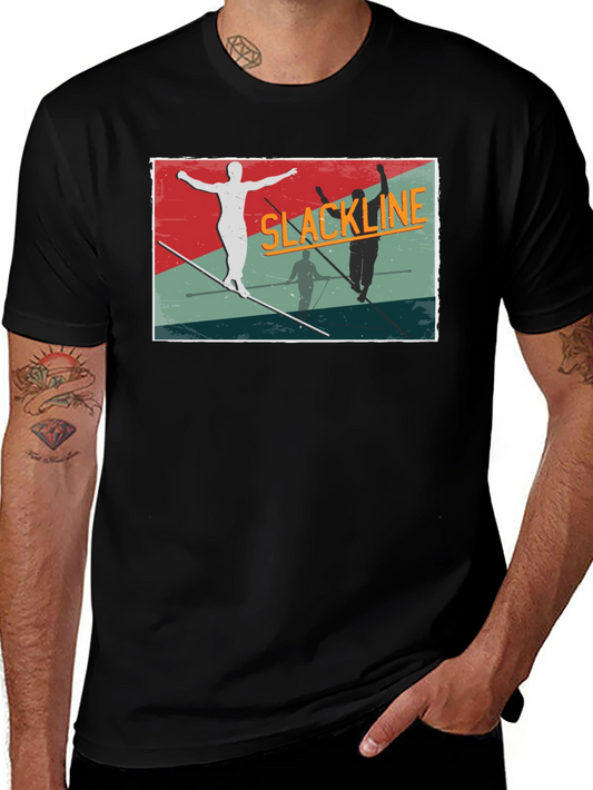 Slackline Graphic Tee - Black Cotton T-Shirt