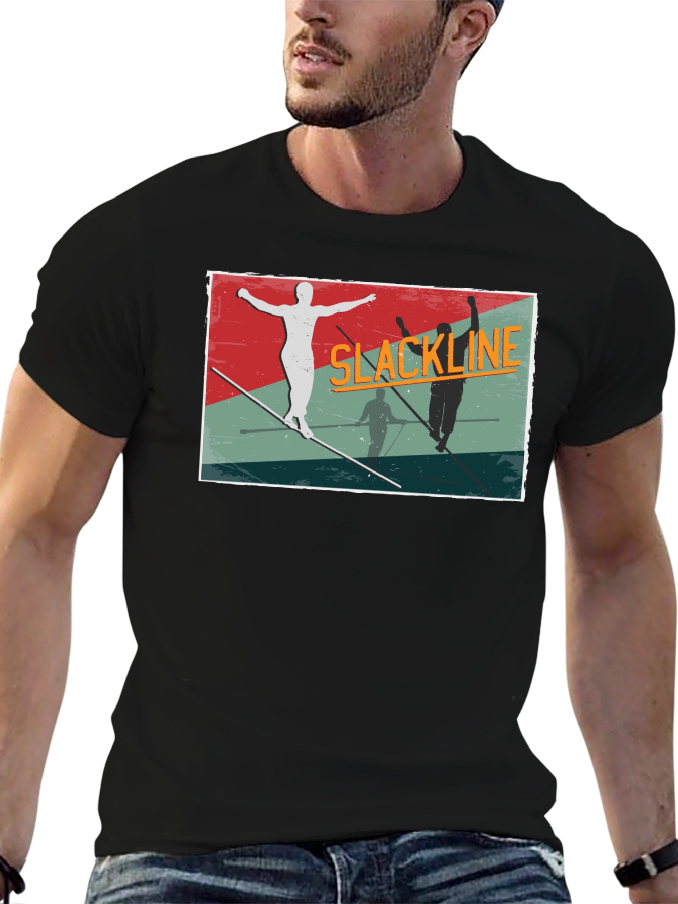 Slackline Graphic Tee - Black Cotton T-Shirt