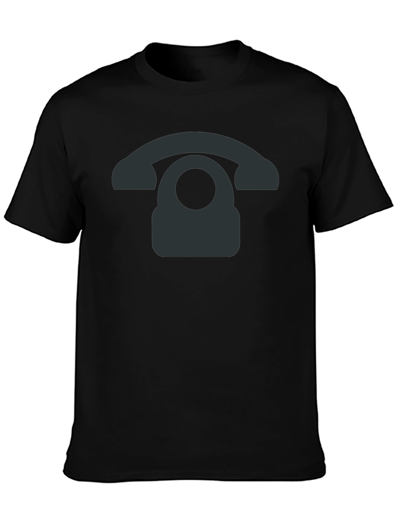 Retro Phone Graphic Tee - Black Cotton Blend