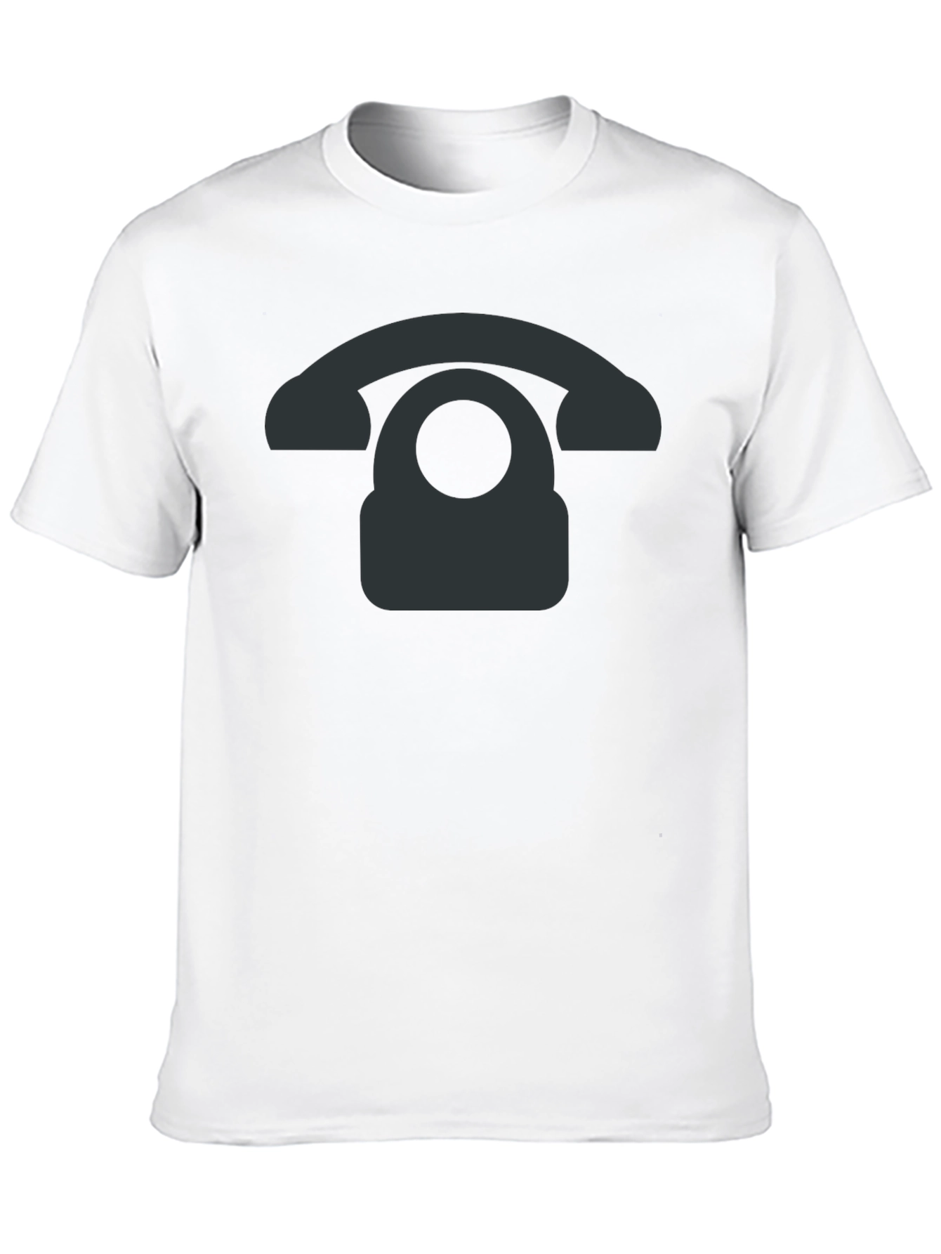 Retro Phone Graphic Tee - Black Cotton Blend