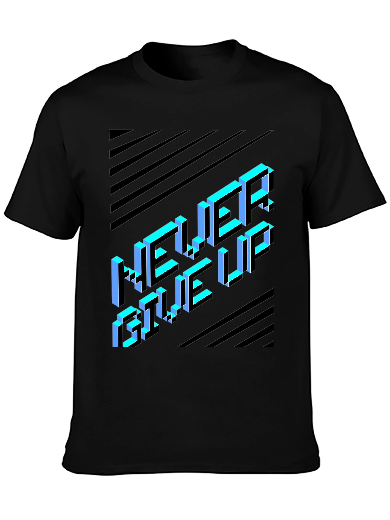 Never Give Up Graphic Tee - Black