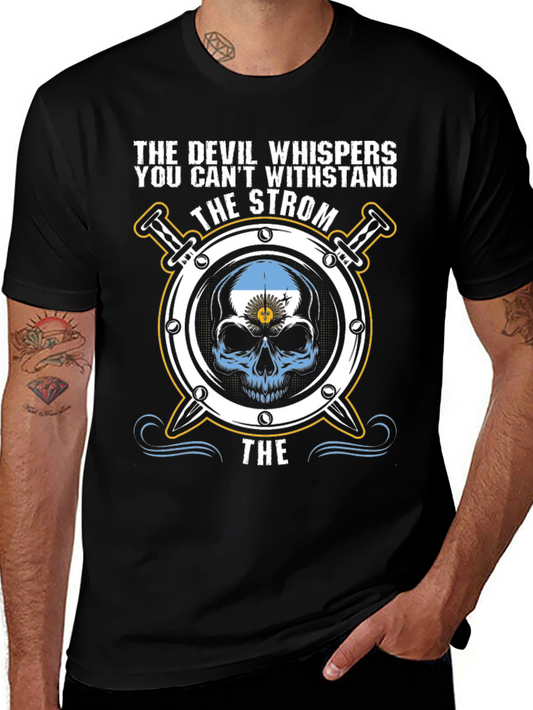 The Devil Whispers Argentina Skull T-Shirt