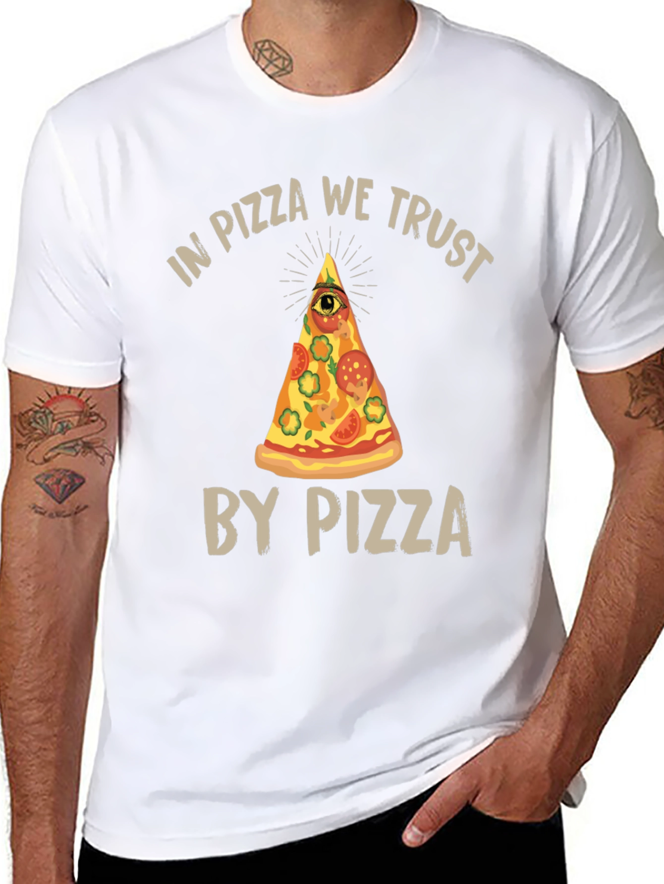 Pizza T-Shirt: In Pizza We Trust Funny Graphic Tee
