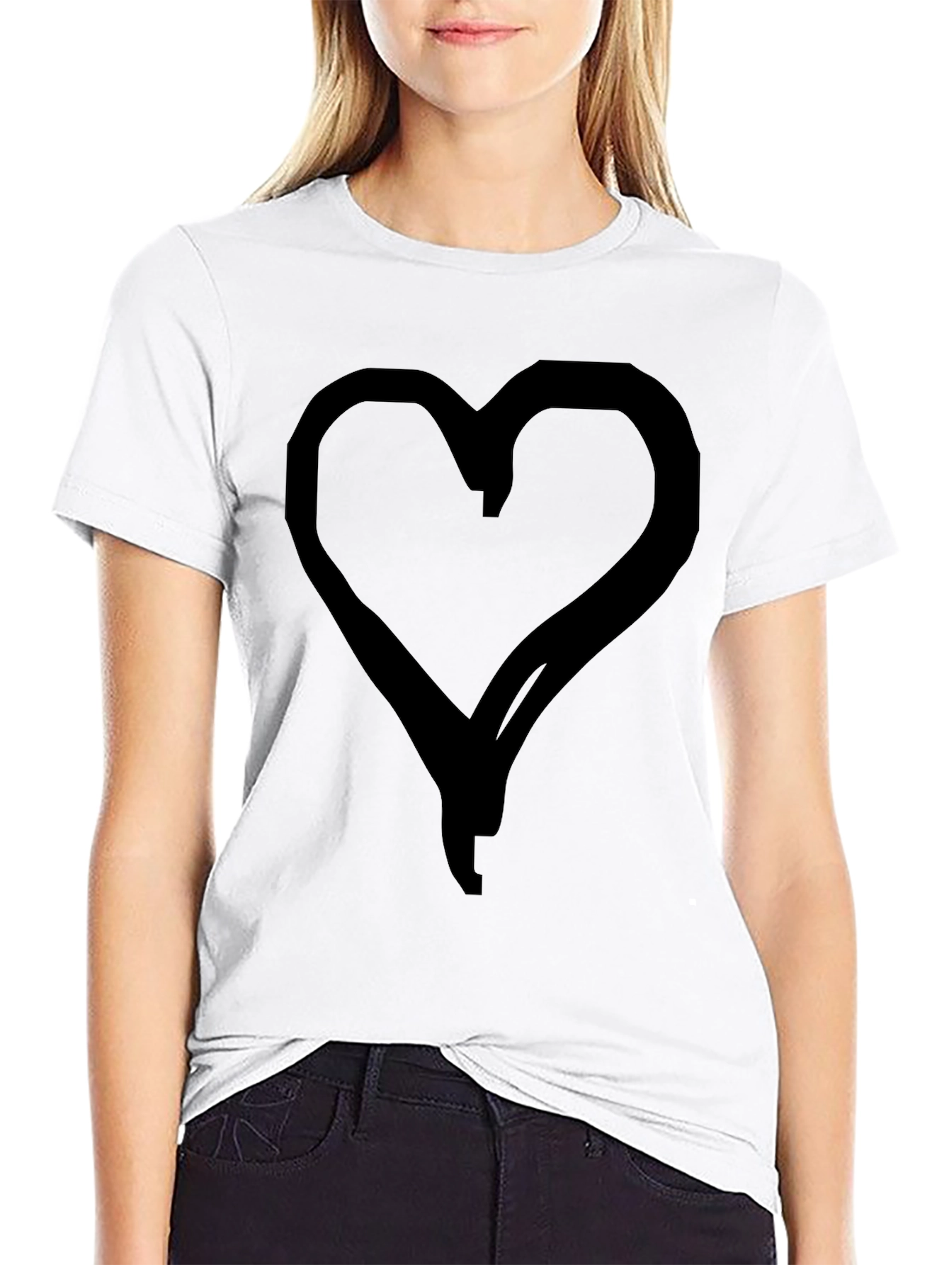 Heart Graphic Black T-Shirt - Casual Style