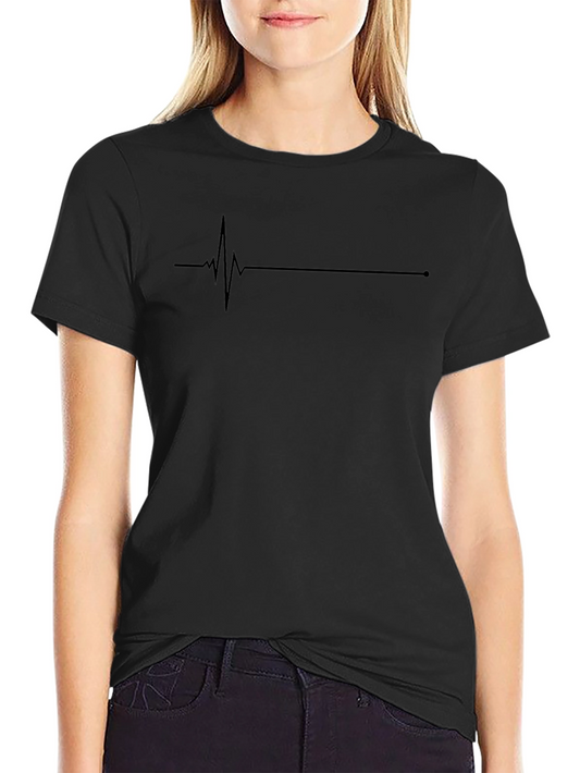 Heartbeat Line Graphic Black T-Shirt