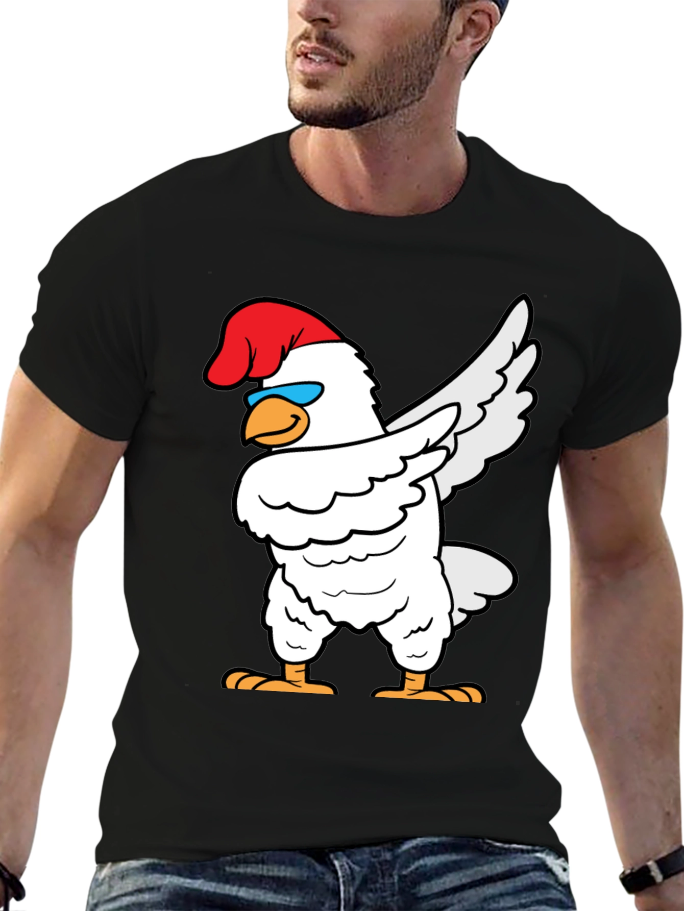 Dabbing Chicken Graphic Tee - Funny Bird T-Shirt
