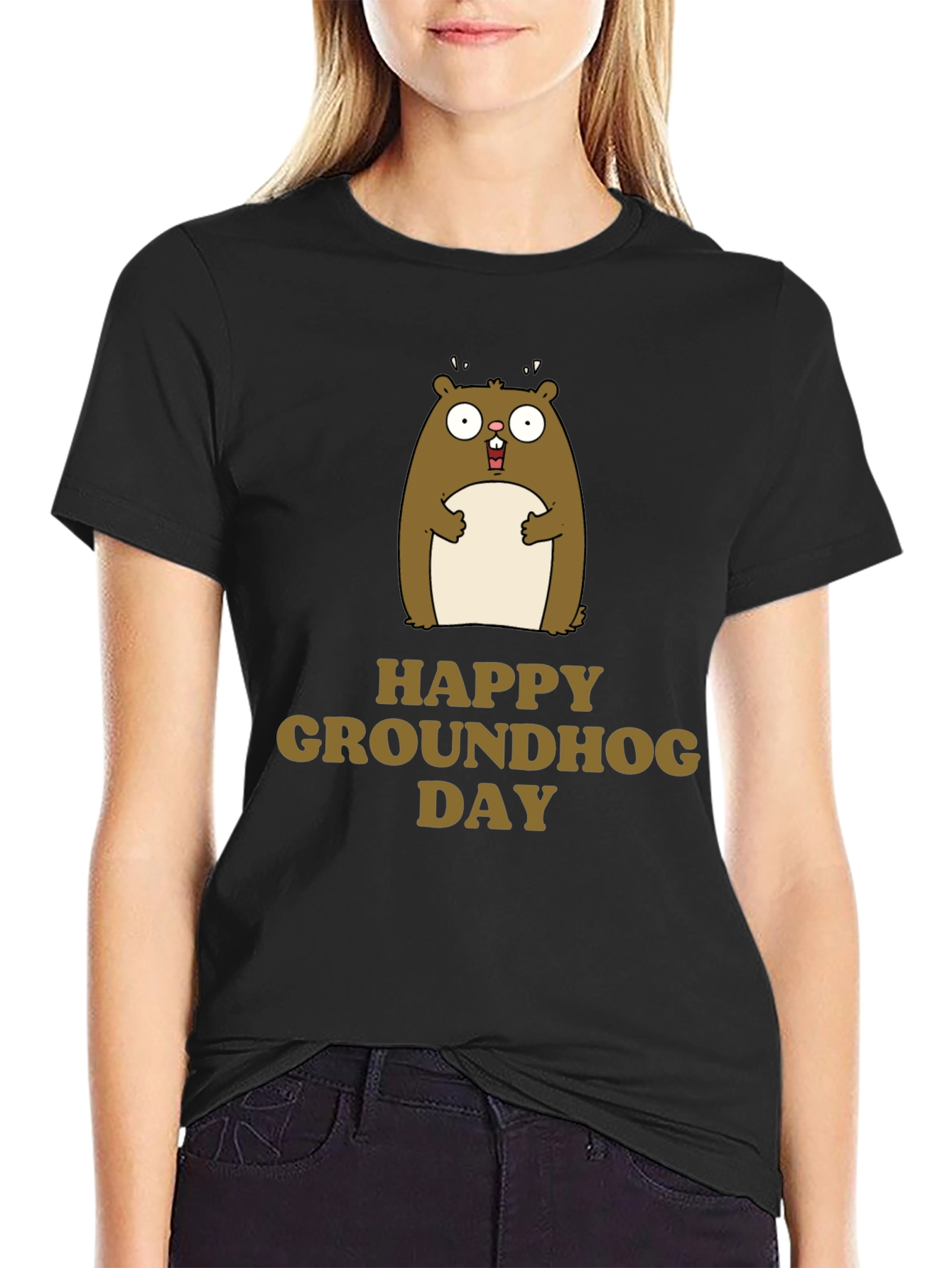 Happy Groundhog Day T-Shirt Cute Marmot Graphic Tee