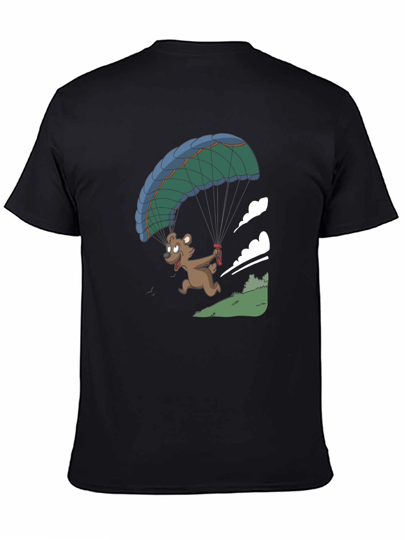 Bear Parachute Graphic T-Shirt - Black Casual Tee