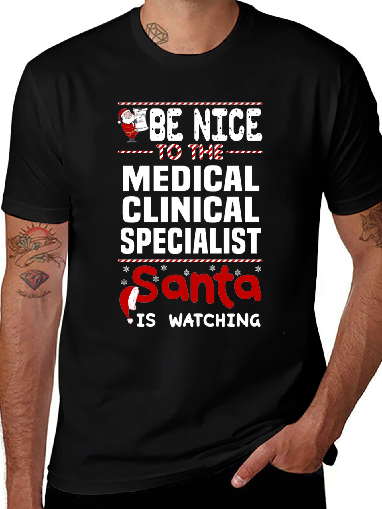 Medical Clinical Specialist Santa Watching T-Shirt
