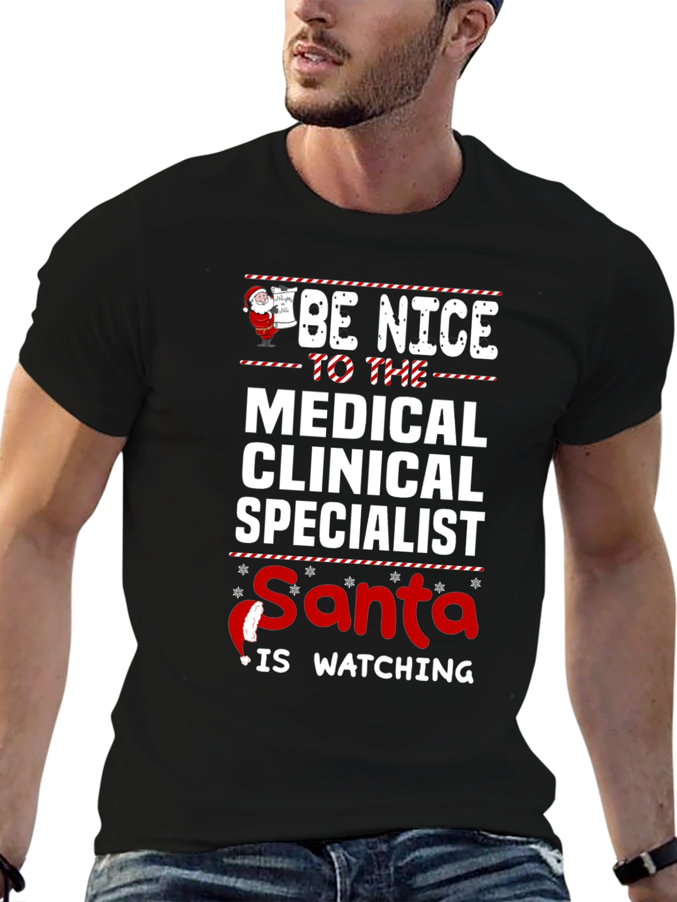 Medical Clinical Specialist Santa Watching T-Shirt