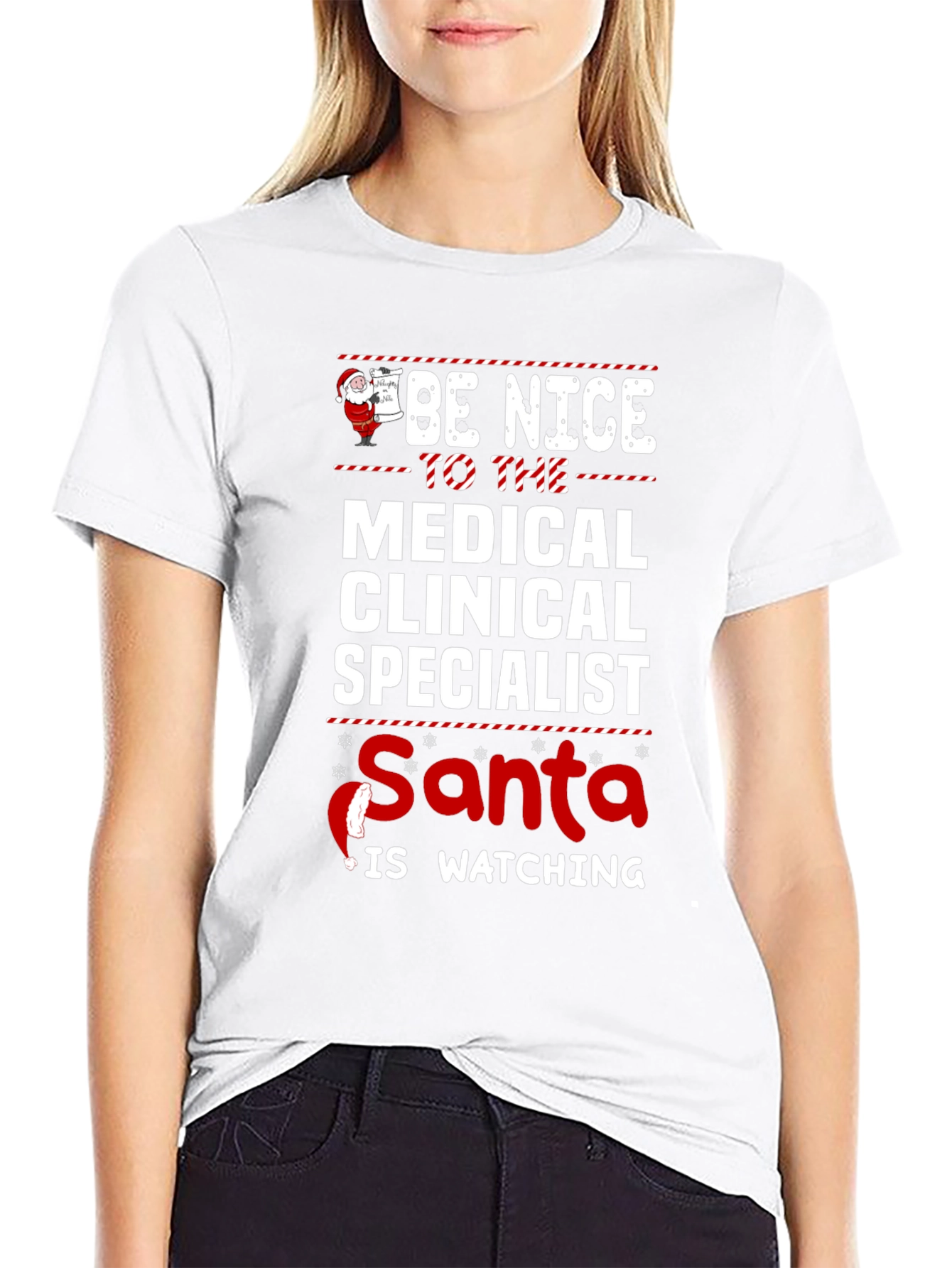 Medical Clinical Specialist Santa Watching T-Shirt