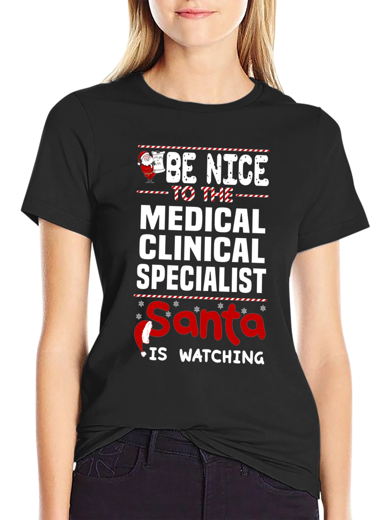 Medical Clinical Specialist Santa Watching T-Shirt