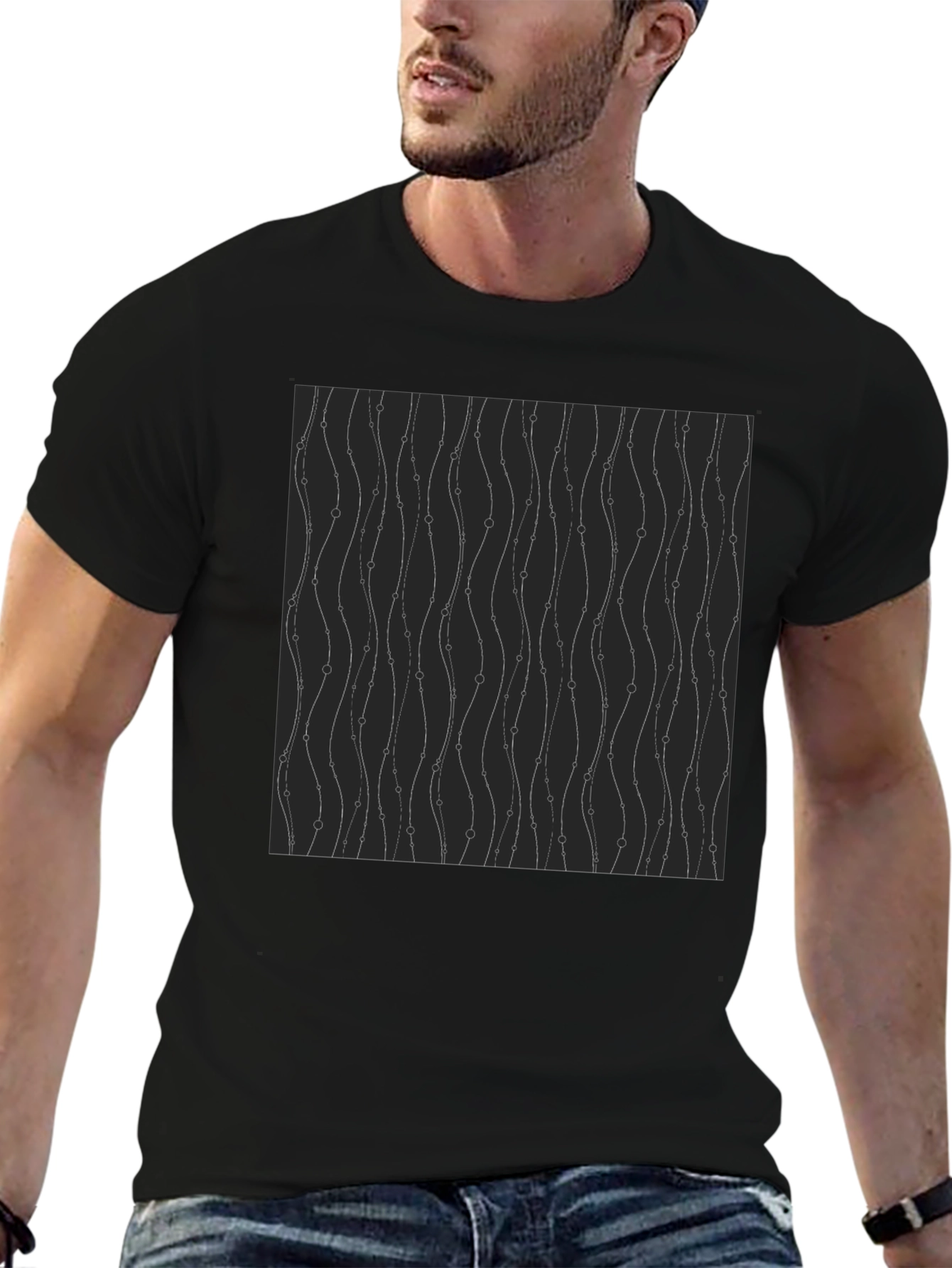Modern Wavy Line Pattern Tee - Stylish Everyday Wear