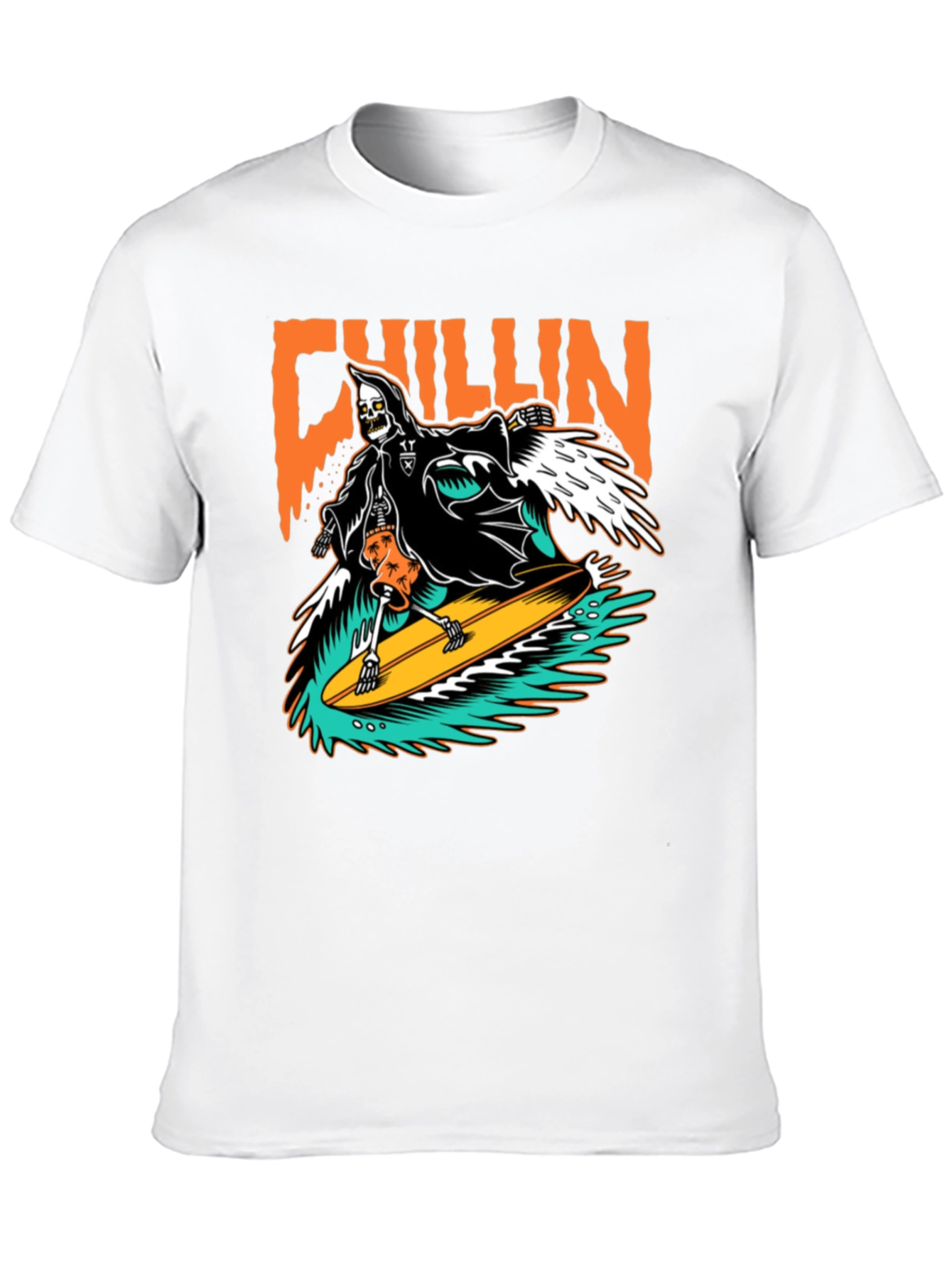 Chillin Reaper Surfing Graphic T-Shirt