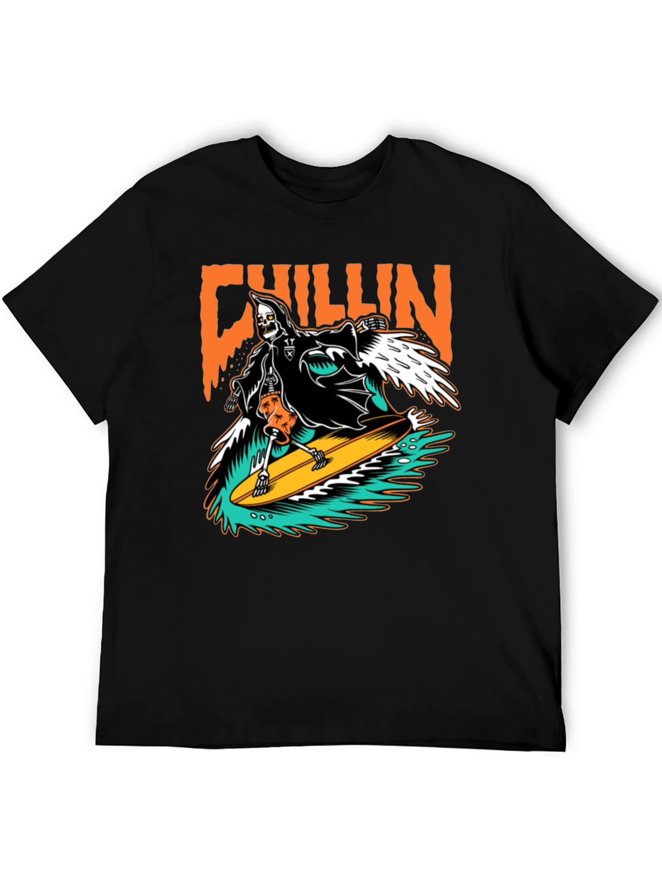Chillin Reaper Surfing Graphic T-Shirt