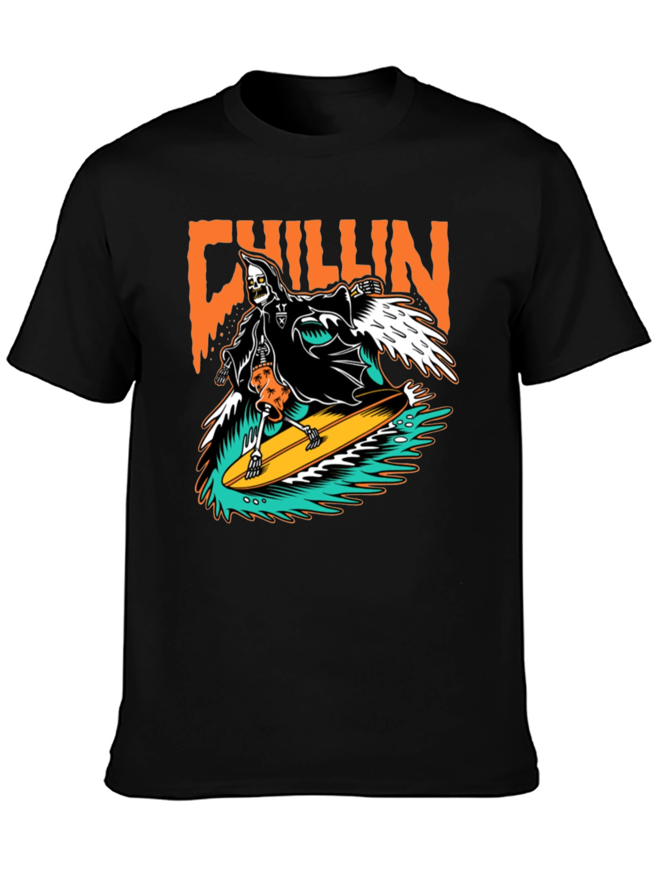 Chillin Reaper Surfing Graphic T-Shirt