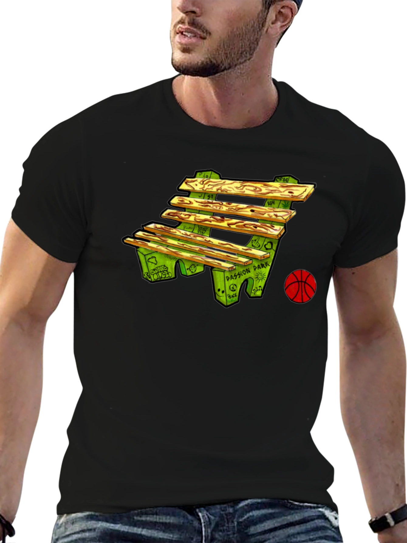 Bench & Basketball Graphic Tee - Passion Park Design