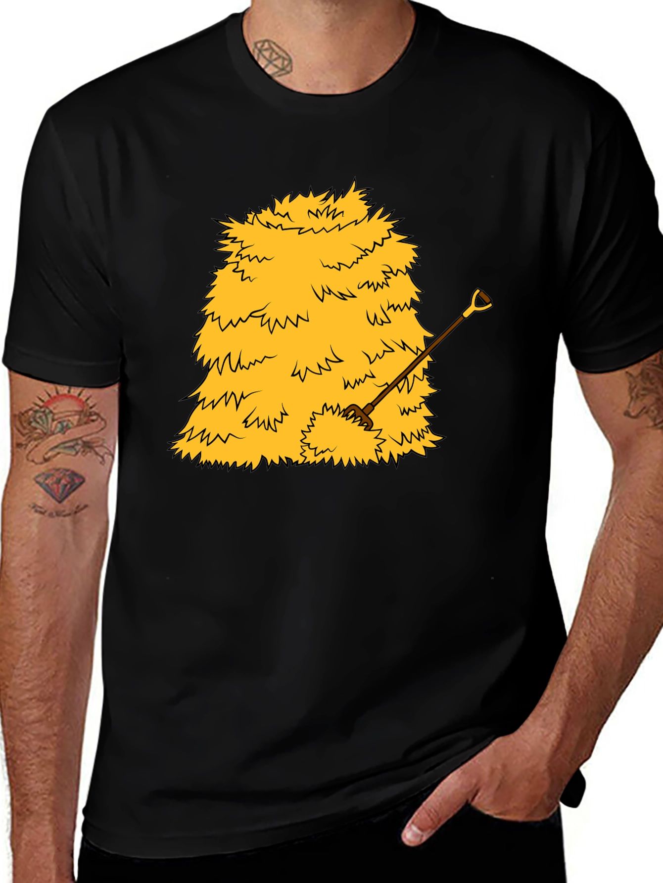Haystack & Shovel Graphic Tee - Novelty Black T-Shirt
