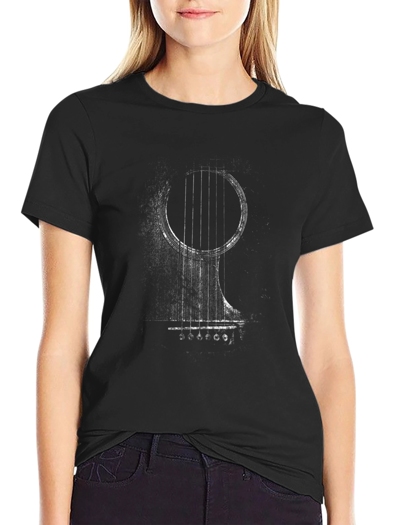 Acoustic Guitar Graphic Tee - Black