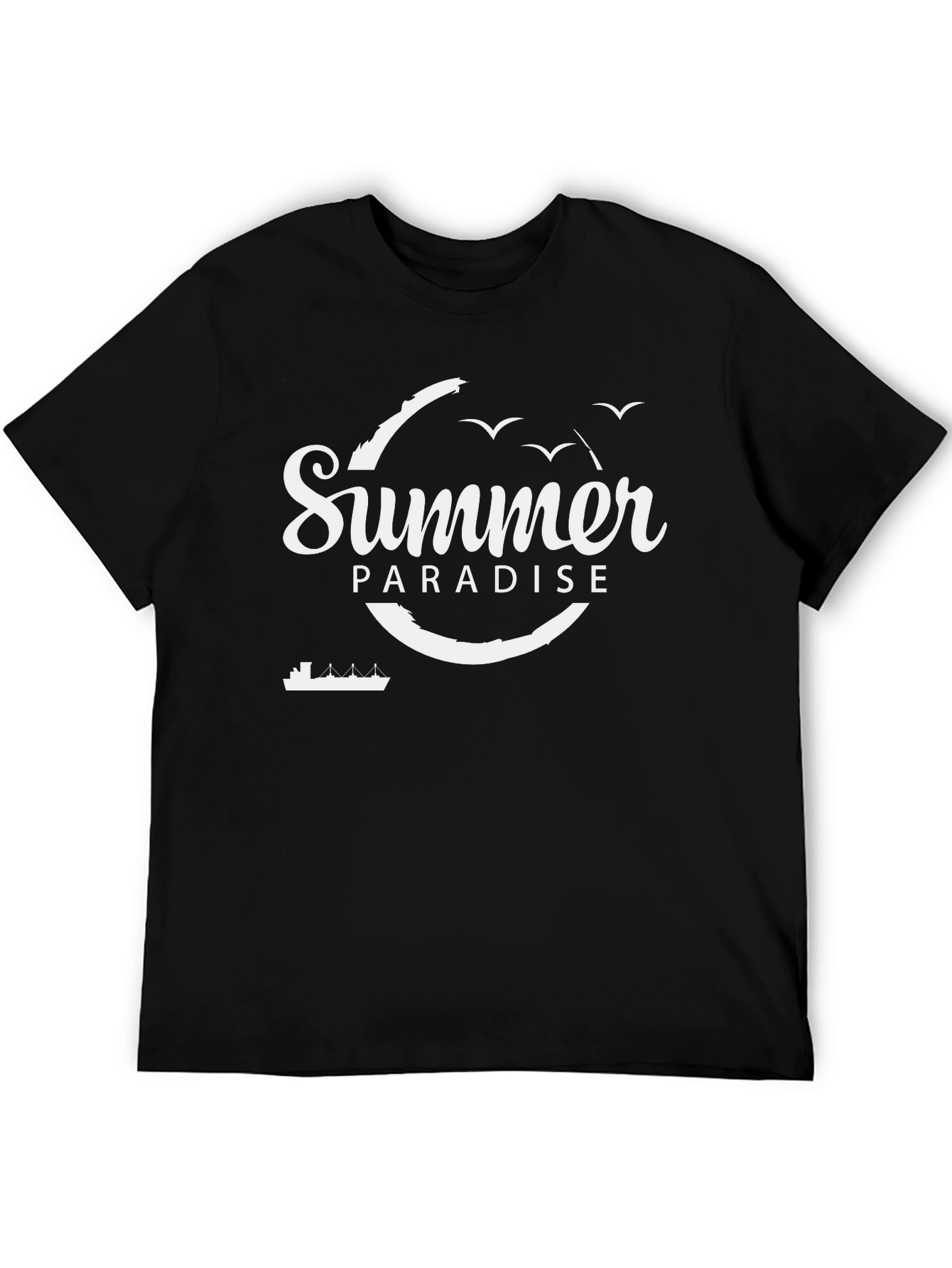 Summer Paradise Black Graphic T-Shirt
