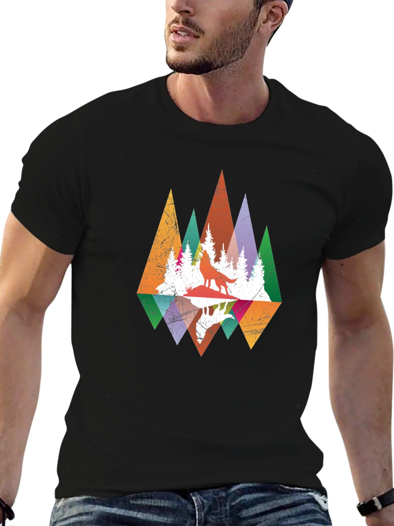 Wolf Reflection Graphic Tee - Mens Black T-Shirt