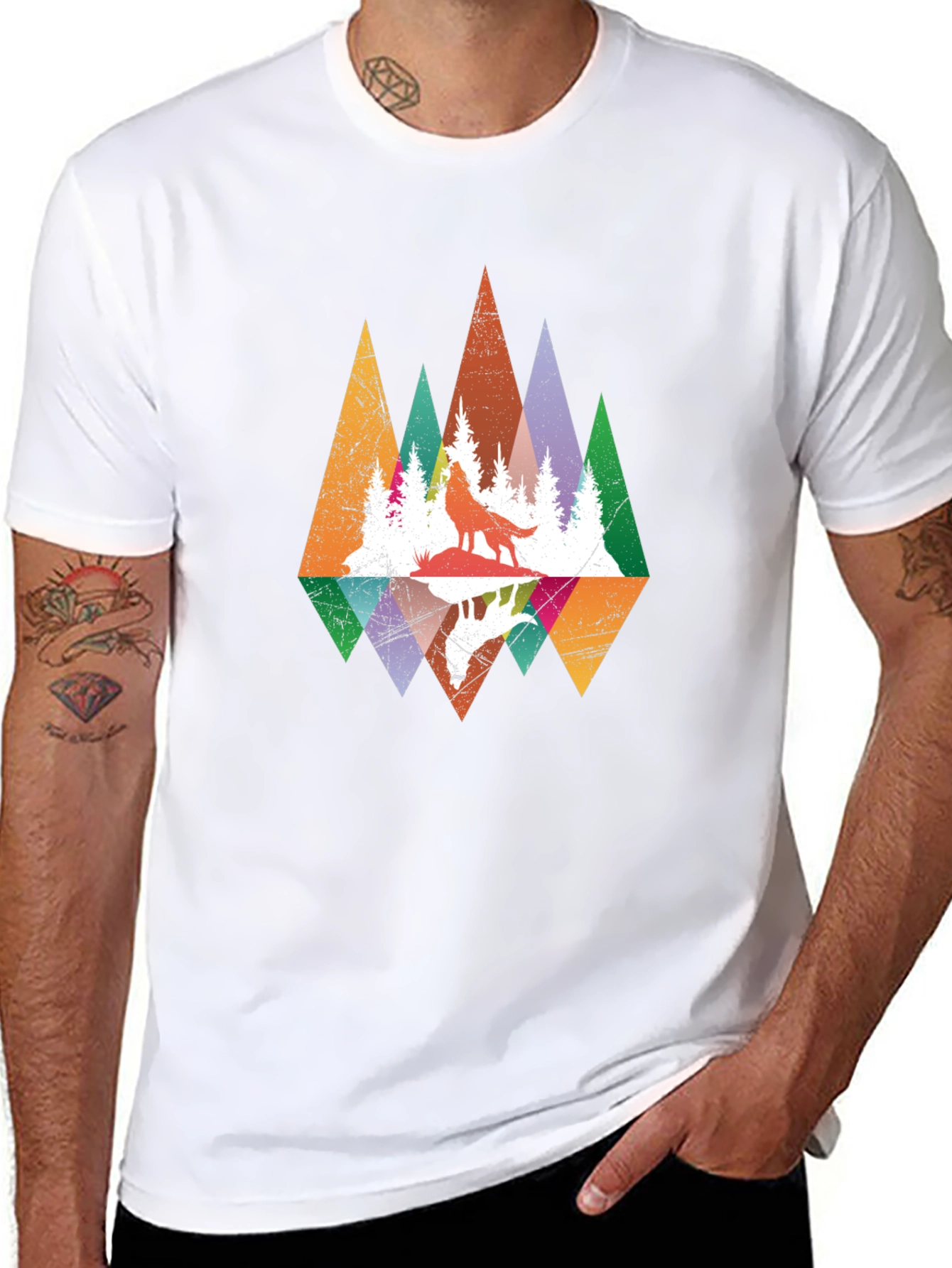 Wolf Reflection Graphic Tee - Mens Black T-Shirt
