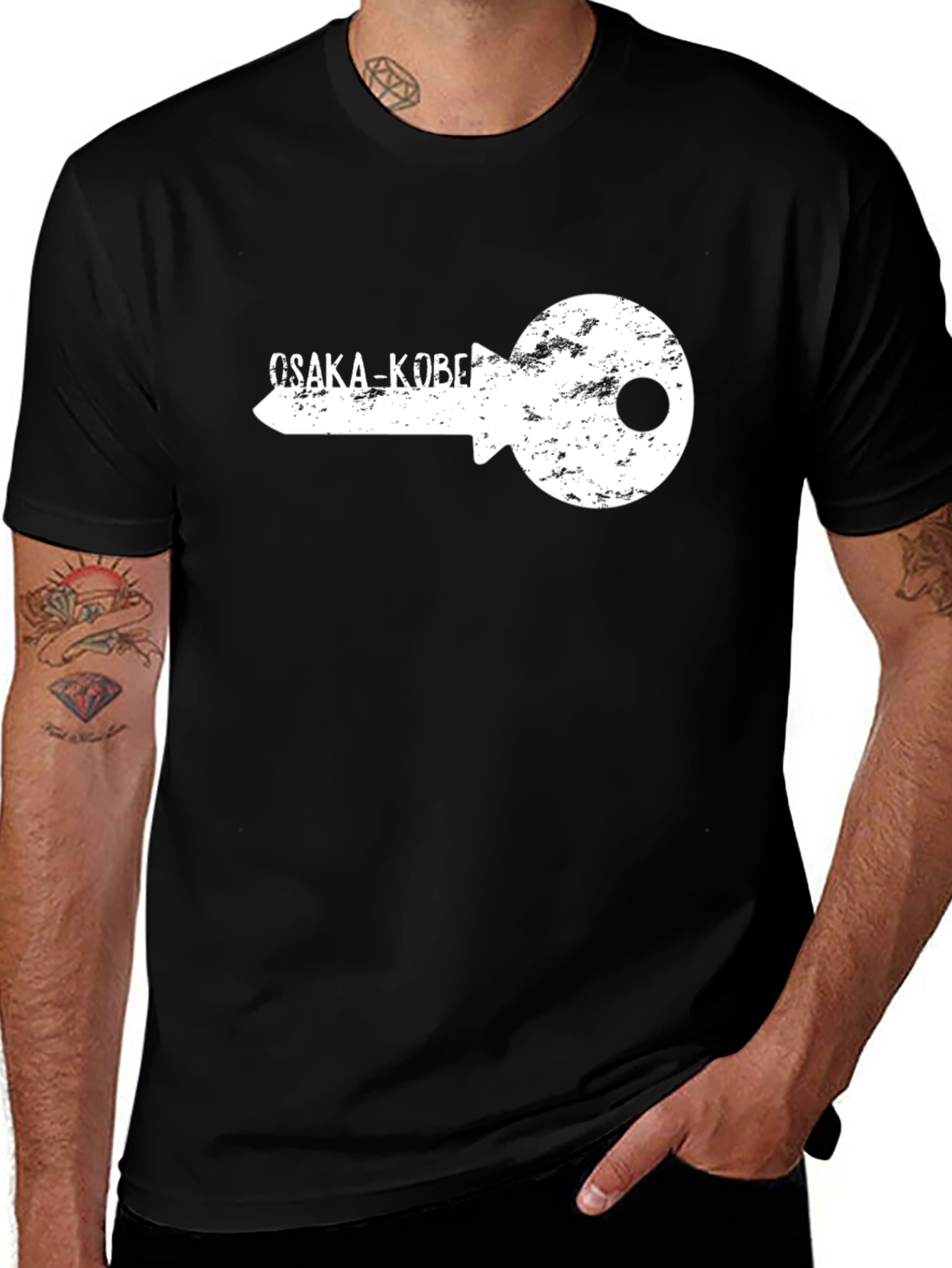 Osaka-Kobe Key Graphic T-Shirt - Retro Style