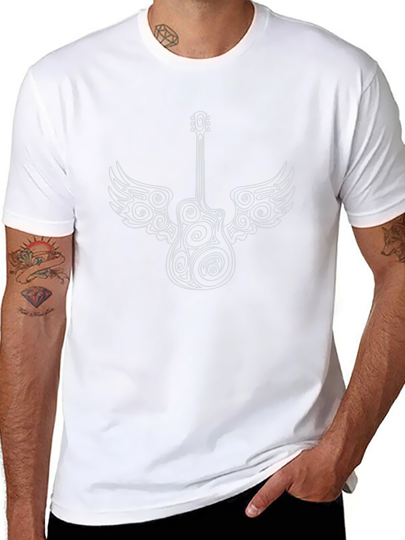 Black Guitar Wings Graphic Tee