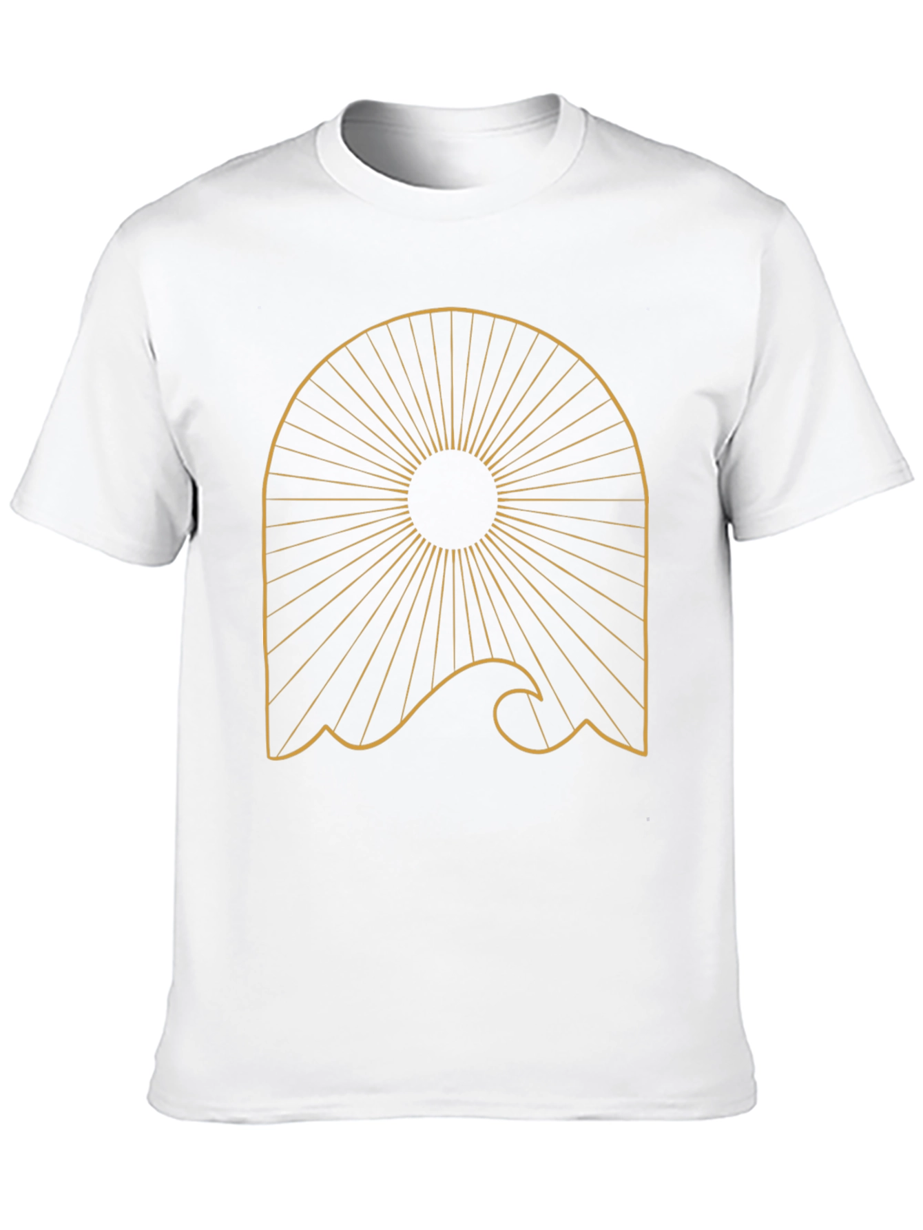 Abstract Sun Wave Graphic Tee - Trendy Black T-Shirt