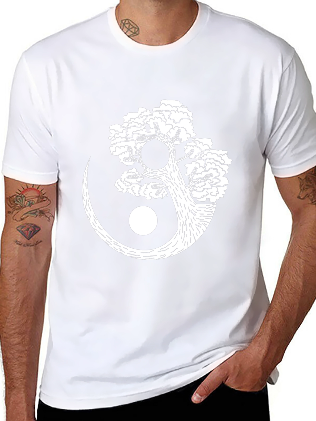 Yin Yang Tree Graphic Tee - Black