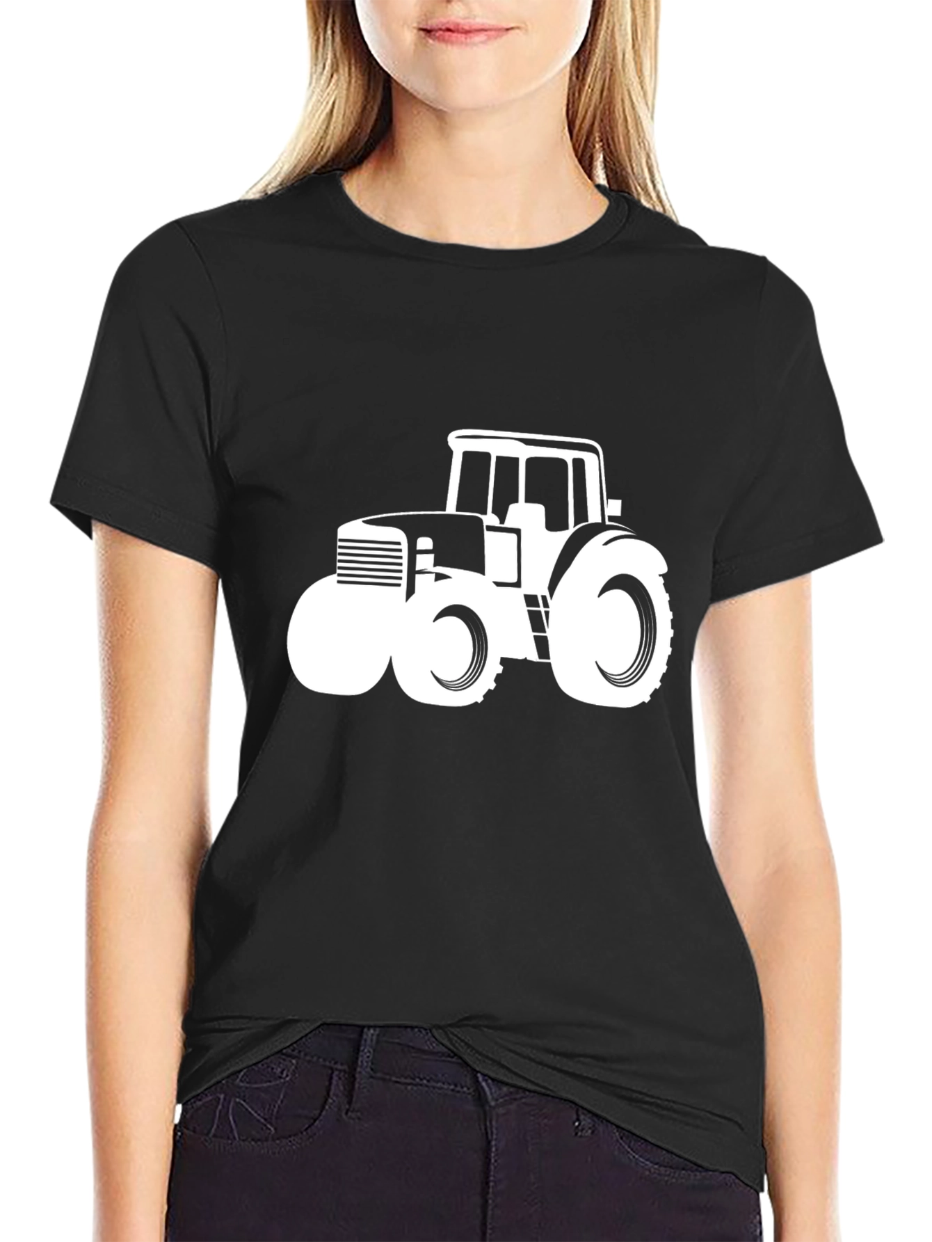 Tractor Graphic Tee - Black Cotton Comfort