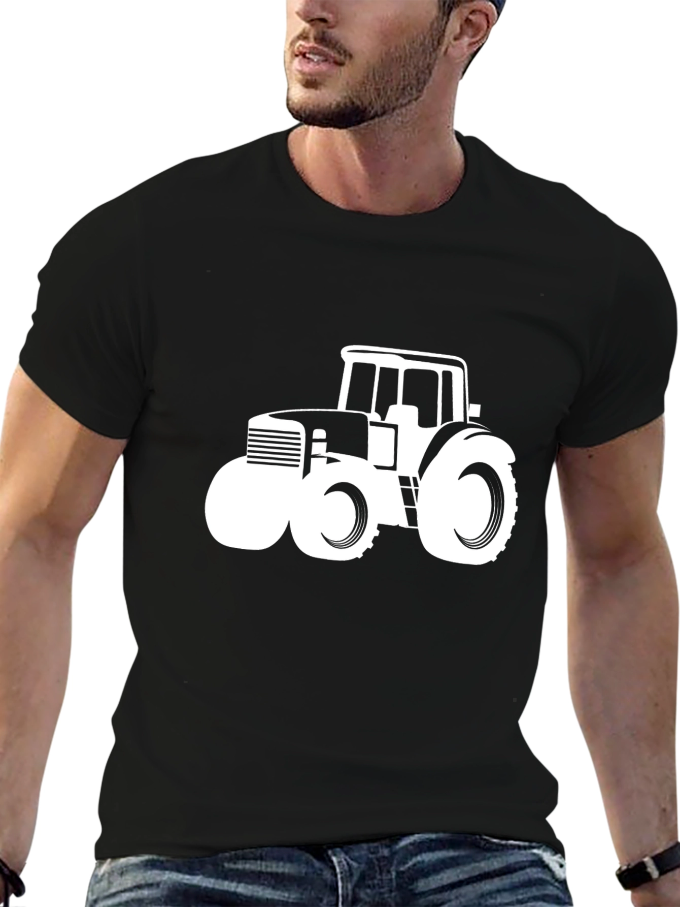 Tractor Graphic Tee - Black Cotton Comfort