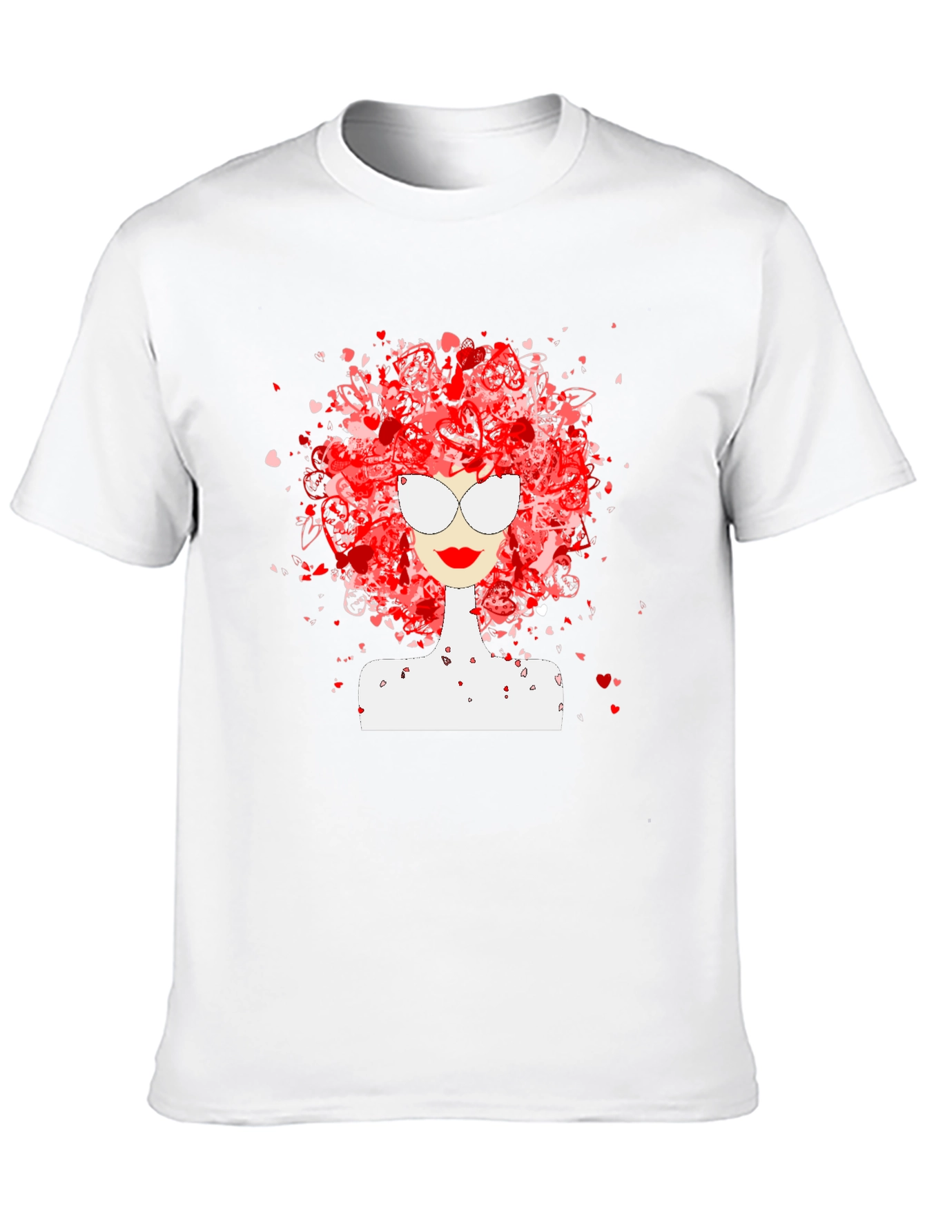 Heart Hair Lady Black T-Shirt