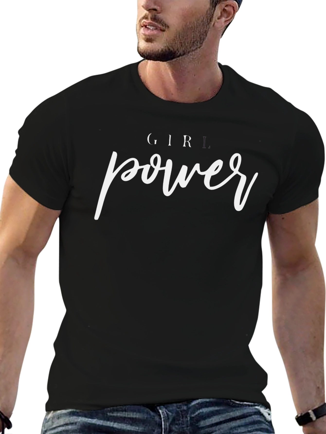Girl Power T-Shirt - Black Crew Neck Tee