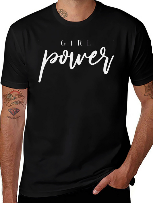 Girl Power T-Shirt - Black Crew Neck Tee