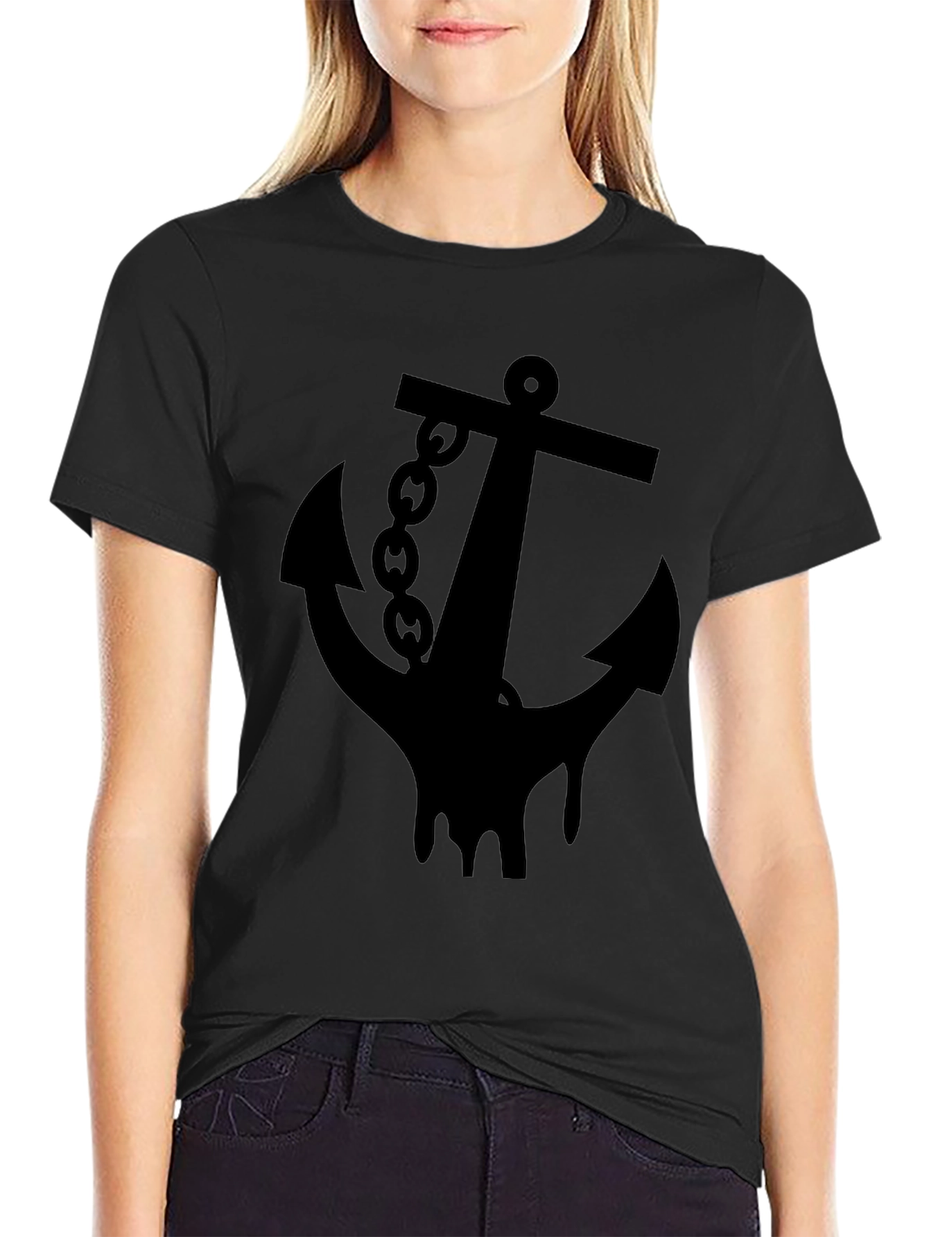 Anchor Graphic Black T-Shirt - Nautical Style Tee