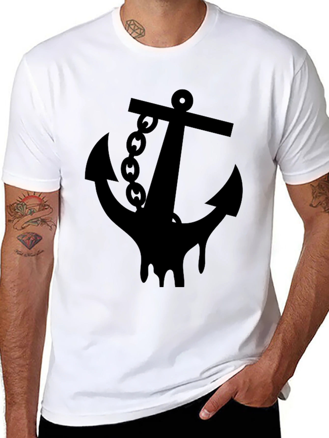 Anchor Graphic Black T-Shirt - Nautical Style Tee