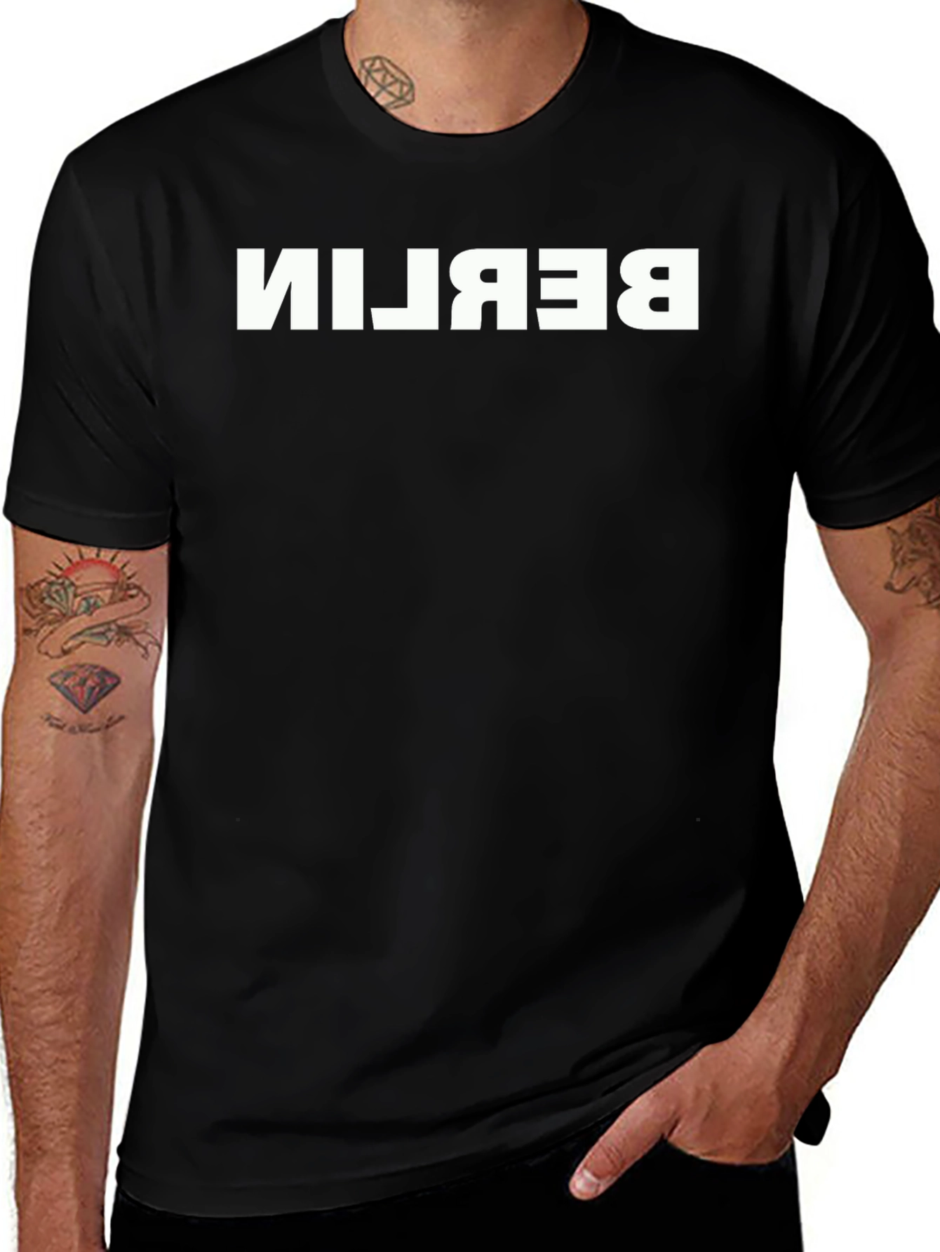 Berlin Reversed Graphic Tee - Stylish Black Cotton T-Shirt