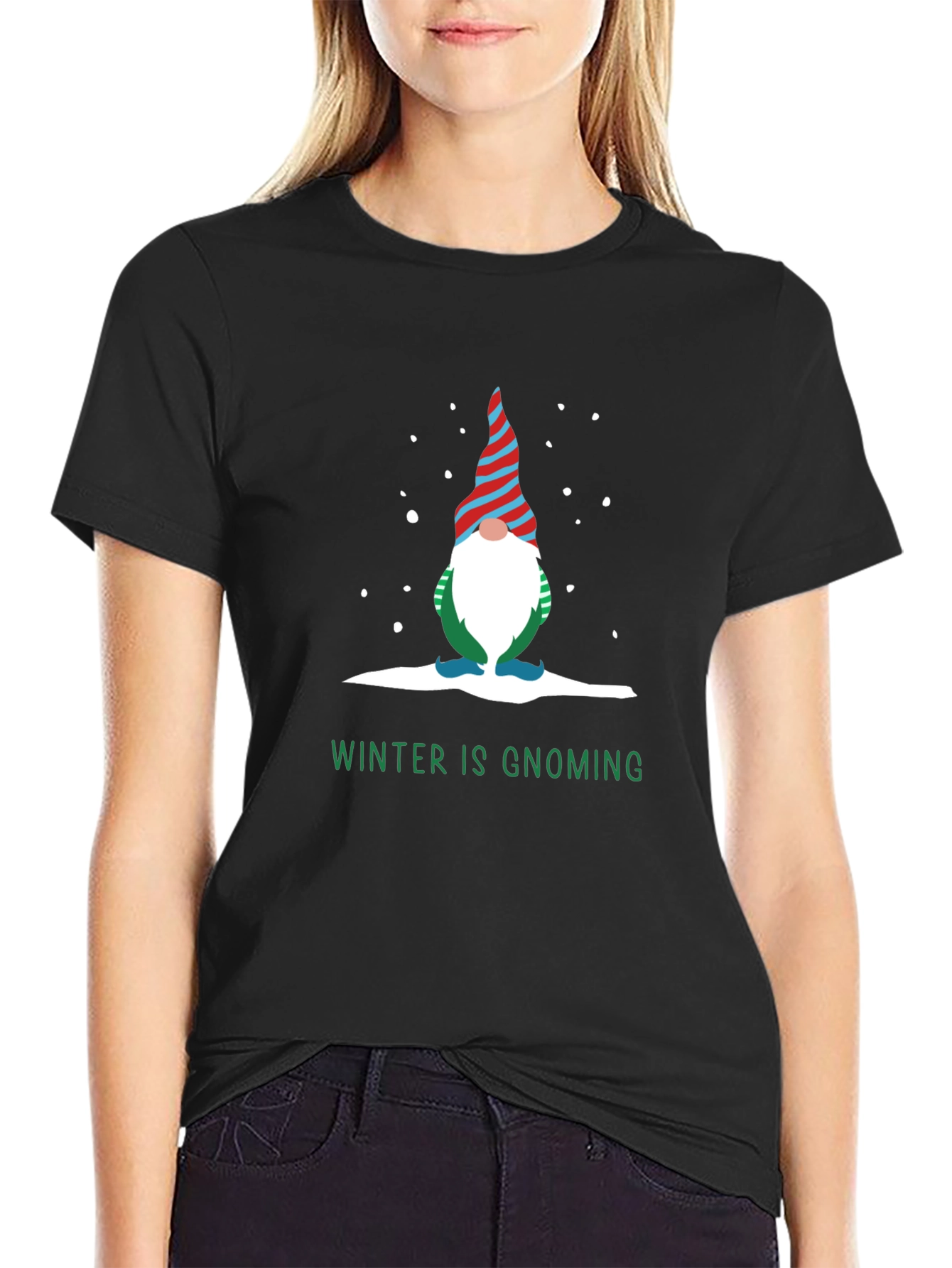 Winter Gnoming Graphic Tee Shirt - Holiday Fun