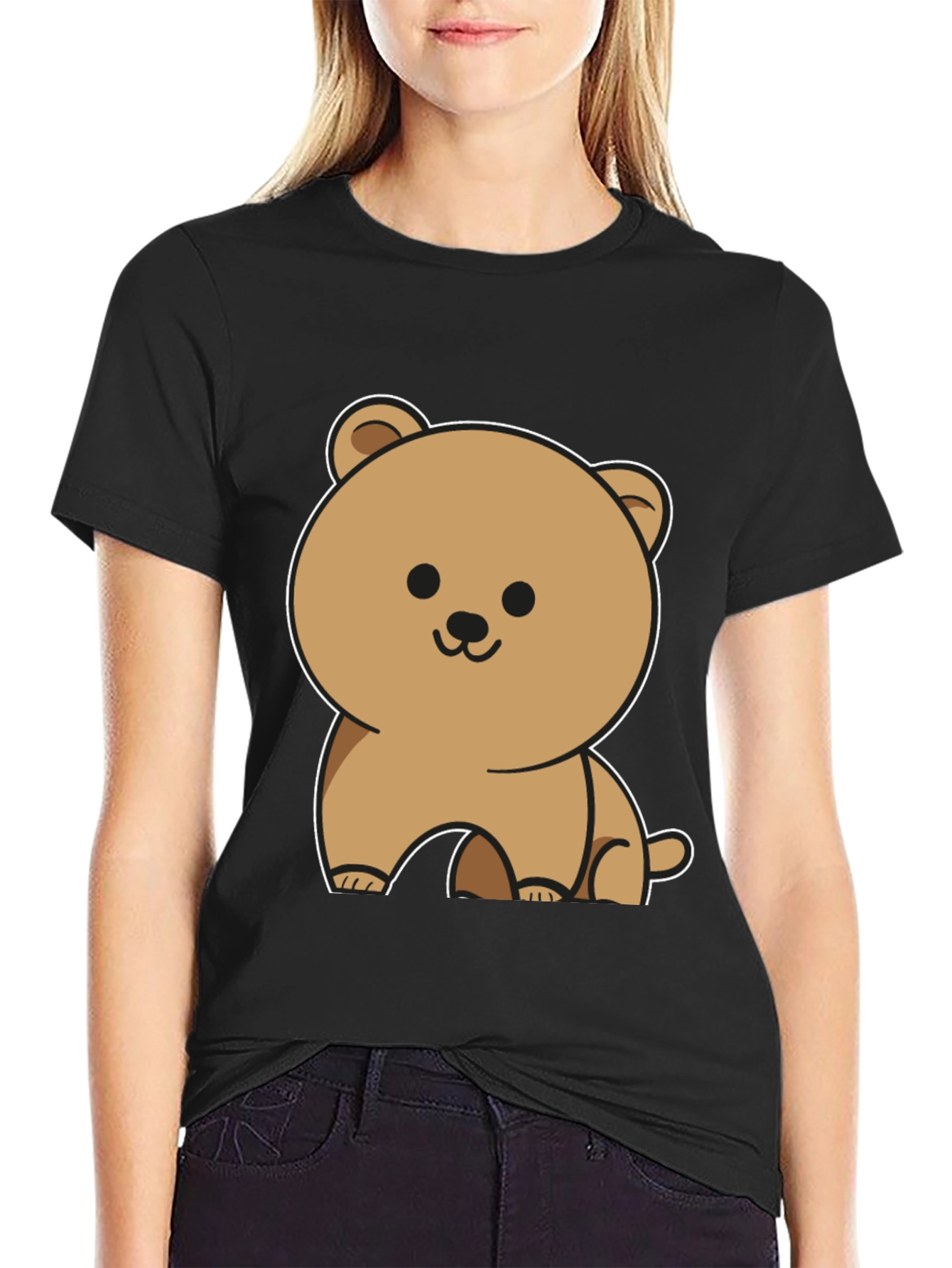 Cute Bear Graphic Tee - Mens Black T-Shirt