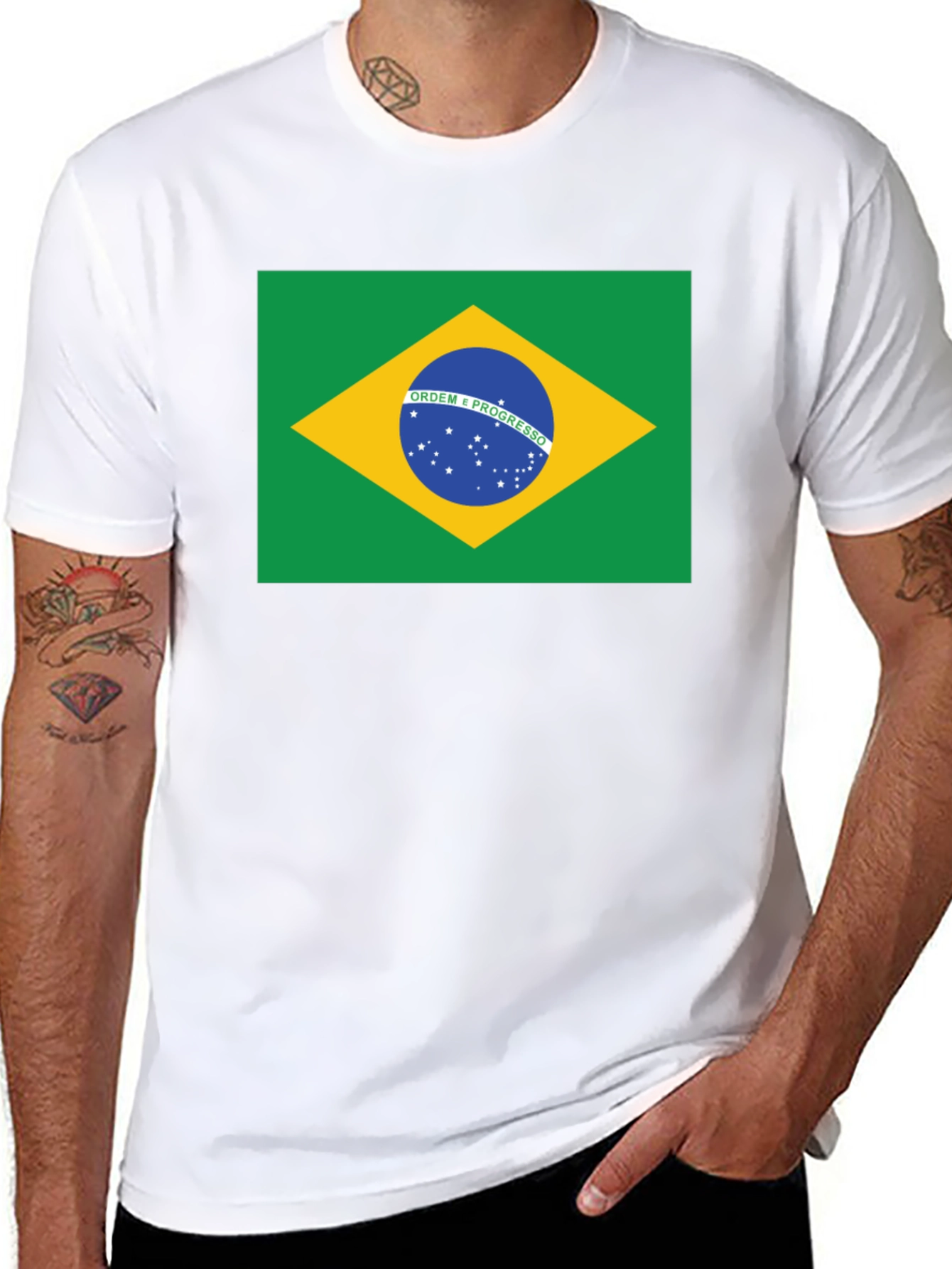 Brazil Flag Graphic T-Shirt - Black